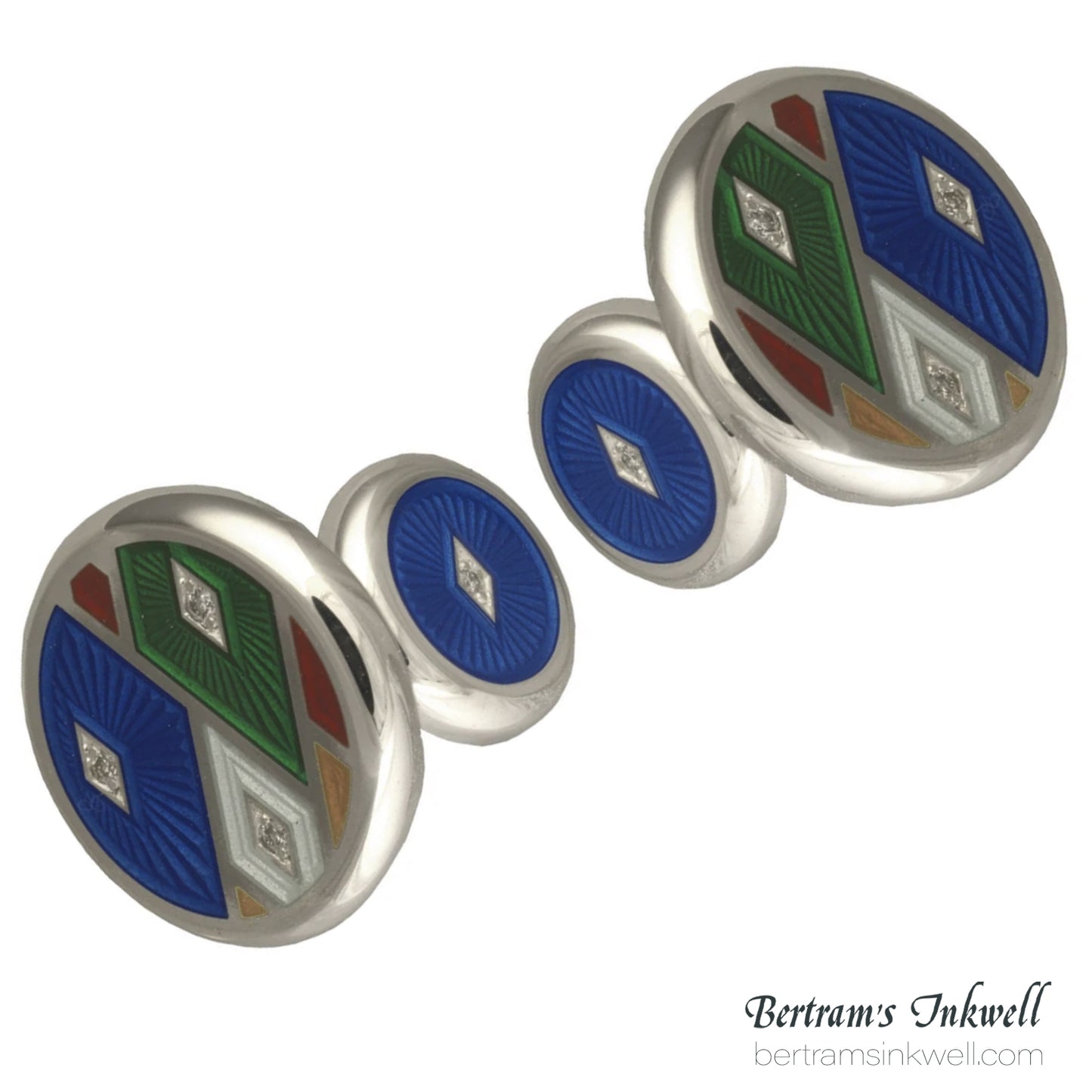 David Oscarson Harlequin Sapphire Blue with Diamonds Cufflinks