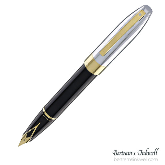 Sheaffer Legacy®  Black Lacquer with Chrome Cap 14K Gold PVD Fountain Pen