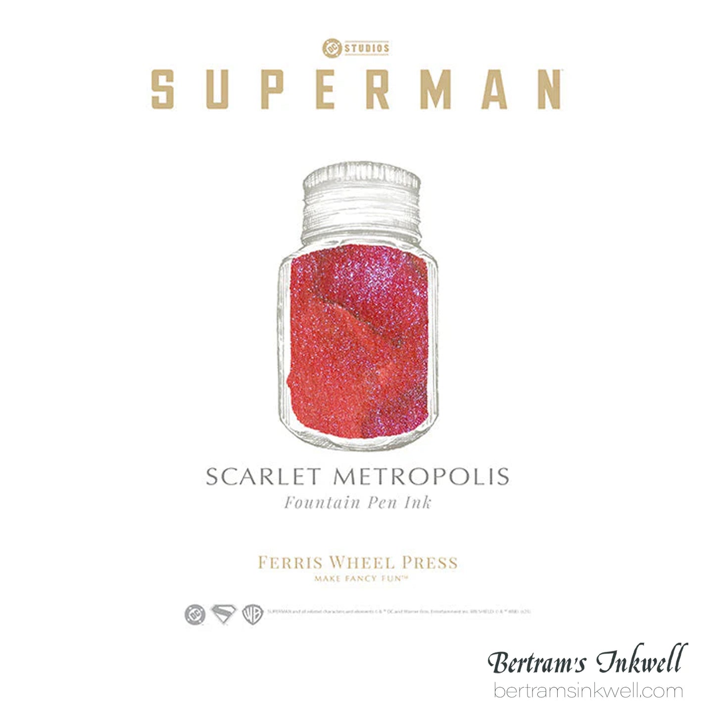 Ferris Wheel Press x Warner Bros Superman - Scarlet Metropolis - 28ml Ink Bottle