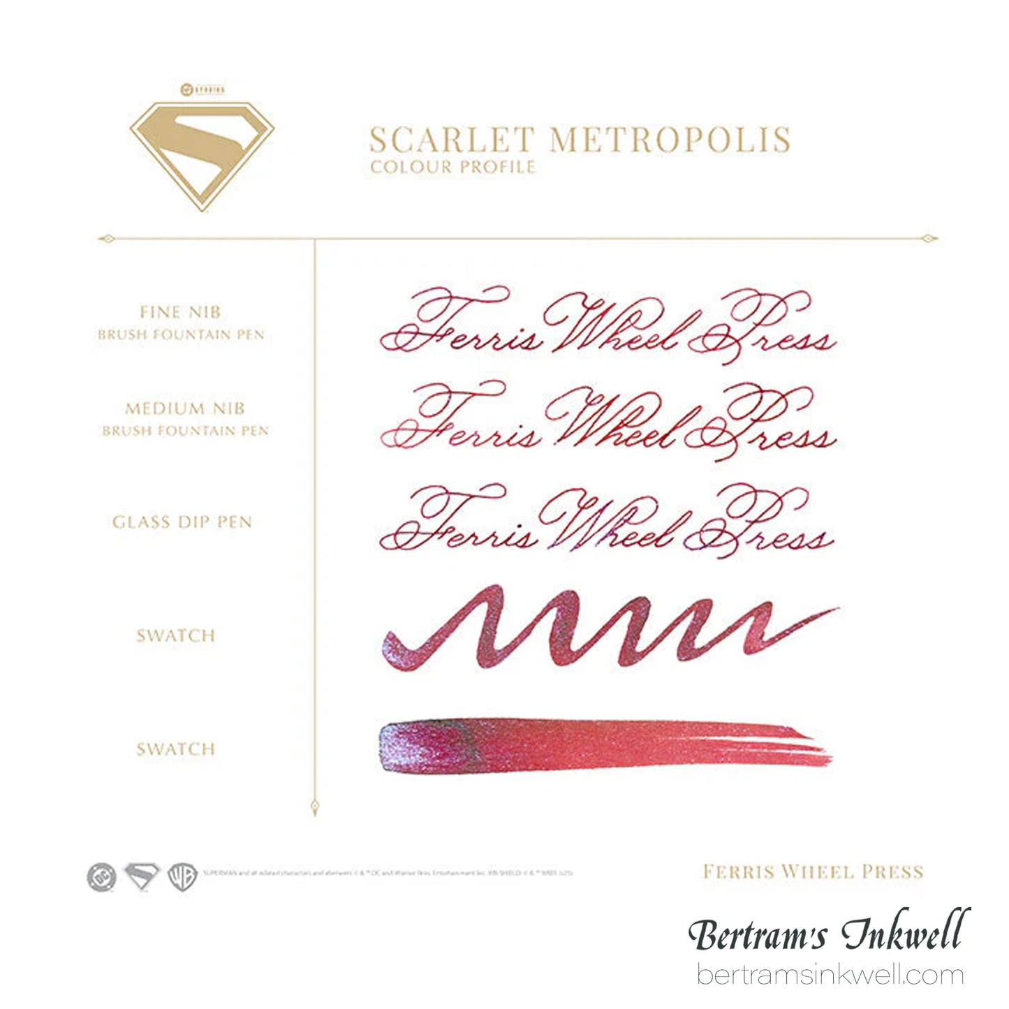 Ferris Wheel Press x Warner Bros Superman - Scarlet Metropolis - 28ml Ink Bottle