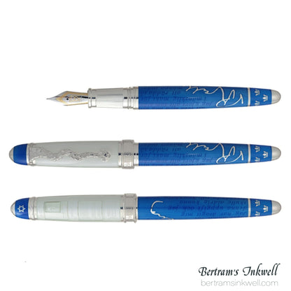 David Oscarson Raoul Wallenberg Blue With White Cap Fountain Pen