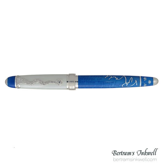 David Oscarson Raoul Wallenberg Blue With White Cap Fountain Pen