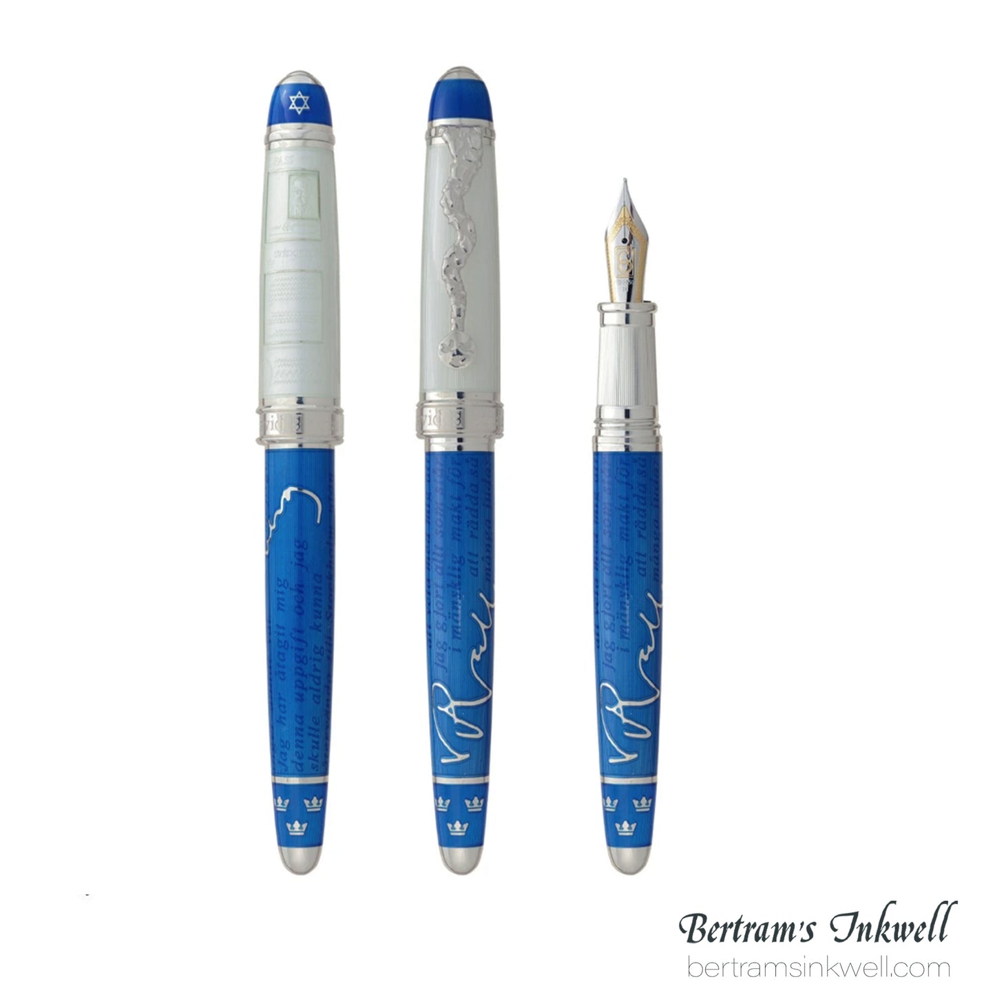 David Oscarson Raoul Wallenberg Blue With White Cap Fountain Pen