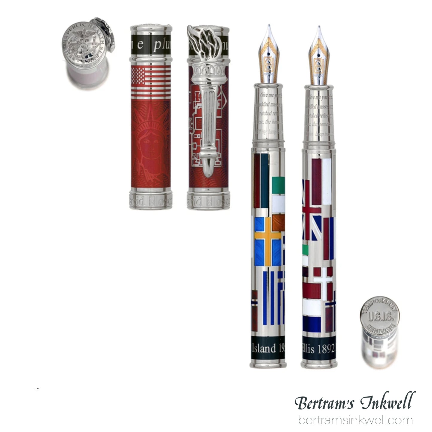 David Oscarson Ellis Island Ruby Red with Silver Fountain Pen