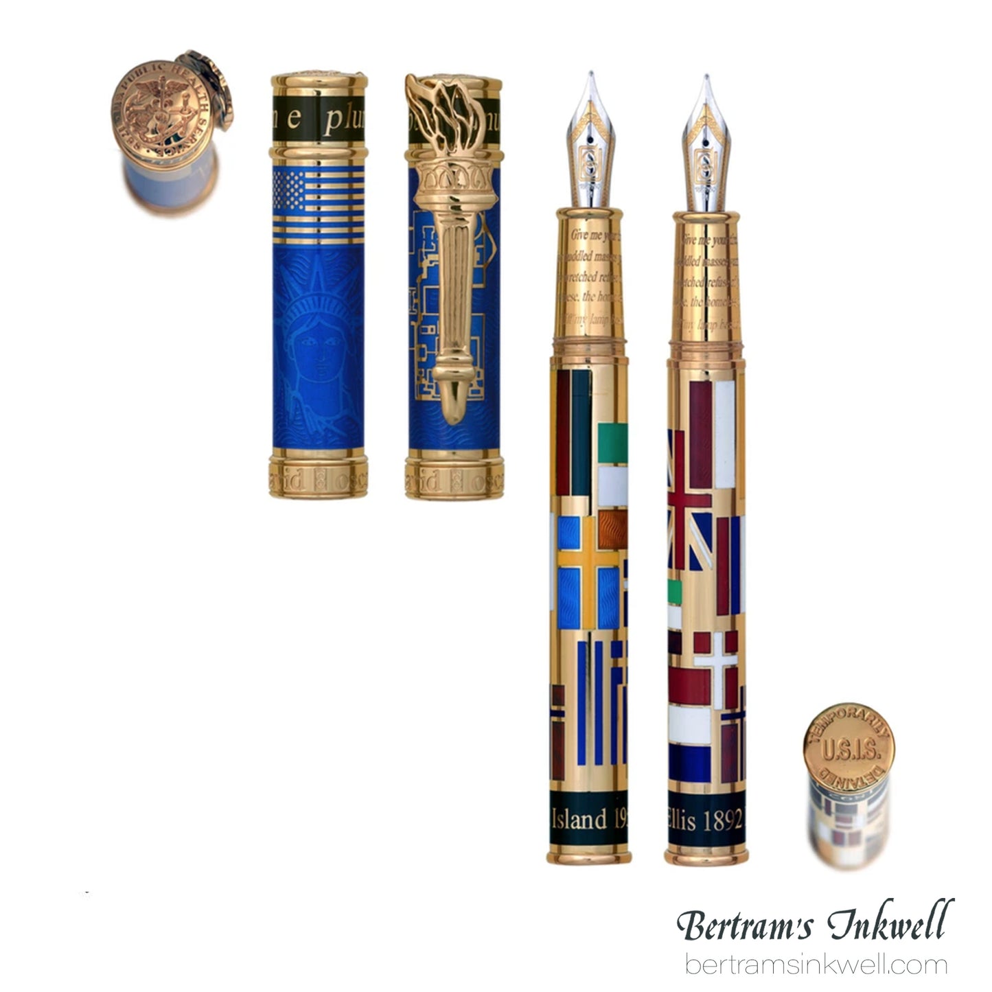 David Oscarson Ellis Island Sapphire Blue with Gold Vermeil Fountain Pen