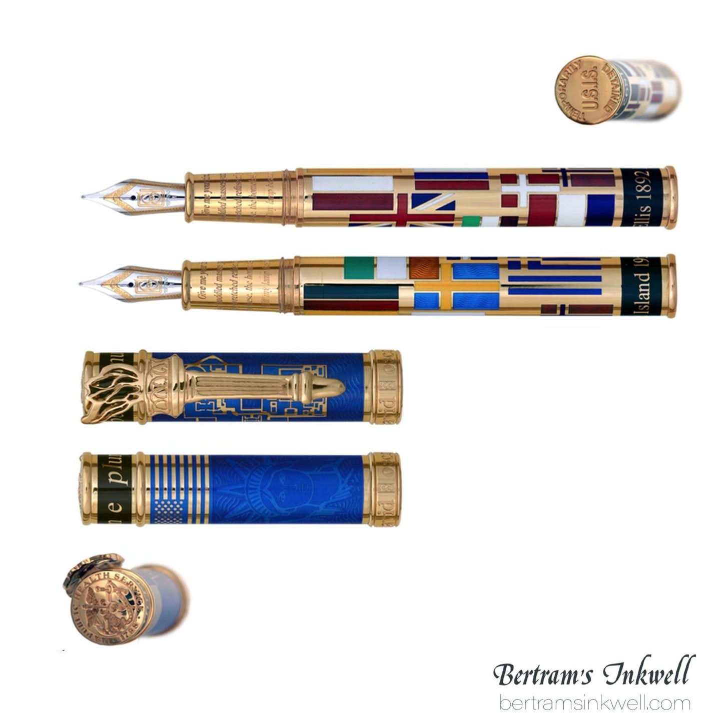 David Oscarson Ellis Island Sapphire Blue with Gold Vermeil Fountain Pen