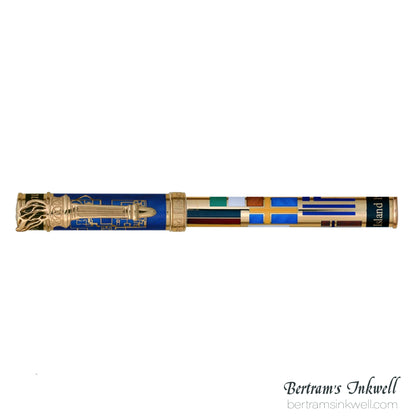 David Oscarson Ellis Island Sapphire Blue with Gold Vermeil Fountain Pen