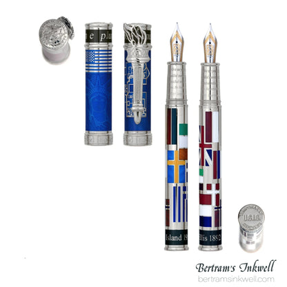 David Oscarson Ellis Island Sapphire Blue with Silver Fountain Pen