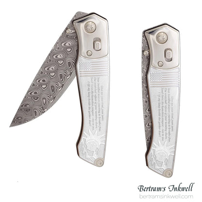 David Oscarson Ellis Island Translucent White Hard Enamel Folding Knife