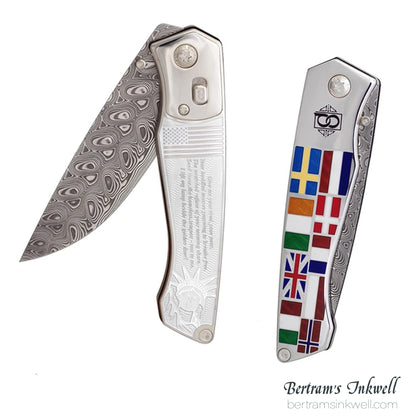 David Oscarson Ellis Island Translucent White Hard Enamel Folding Knife