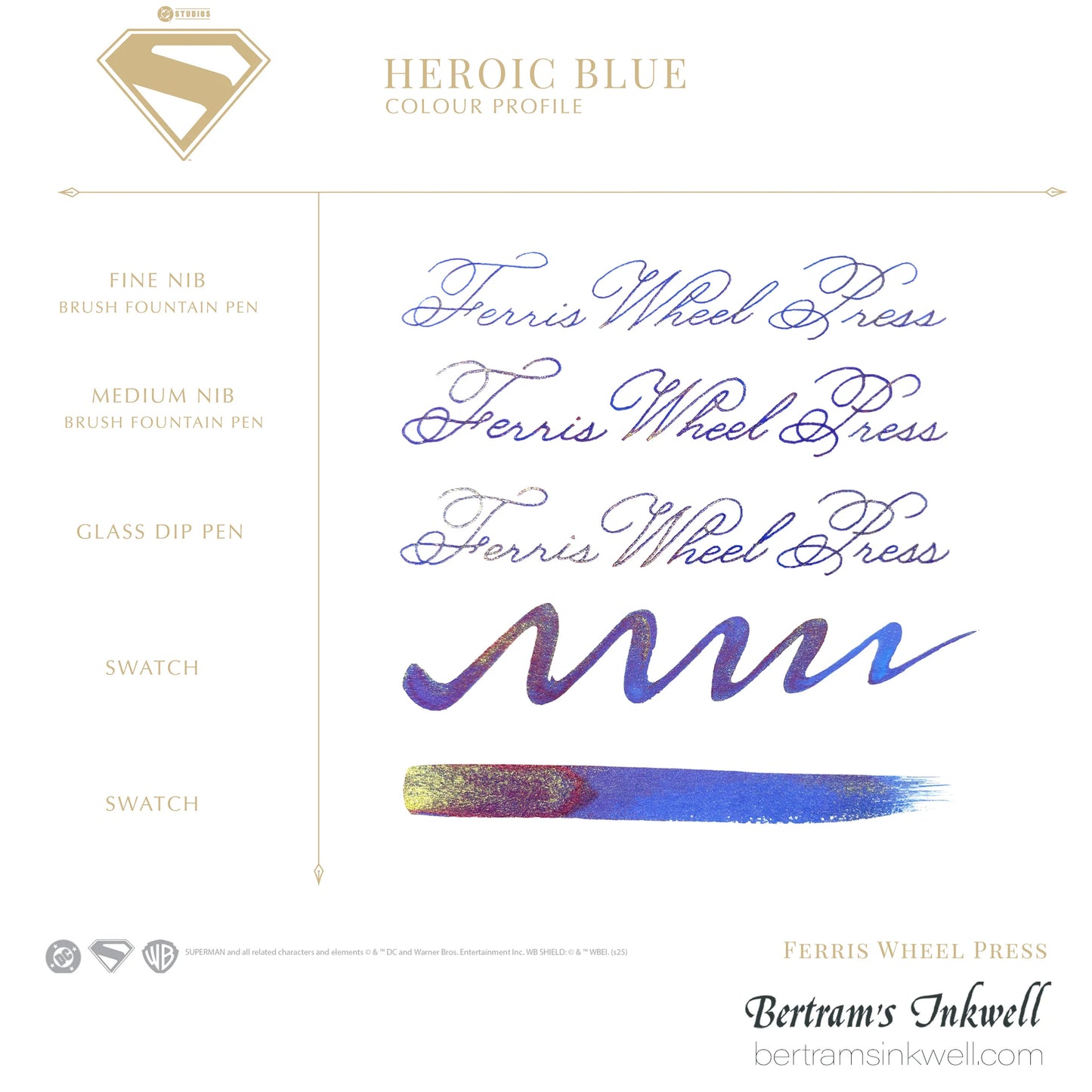 Ferris Wheel Press x Warner Bros Superman - Heroic Blue - 28ml Ink Bottle