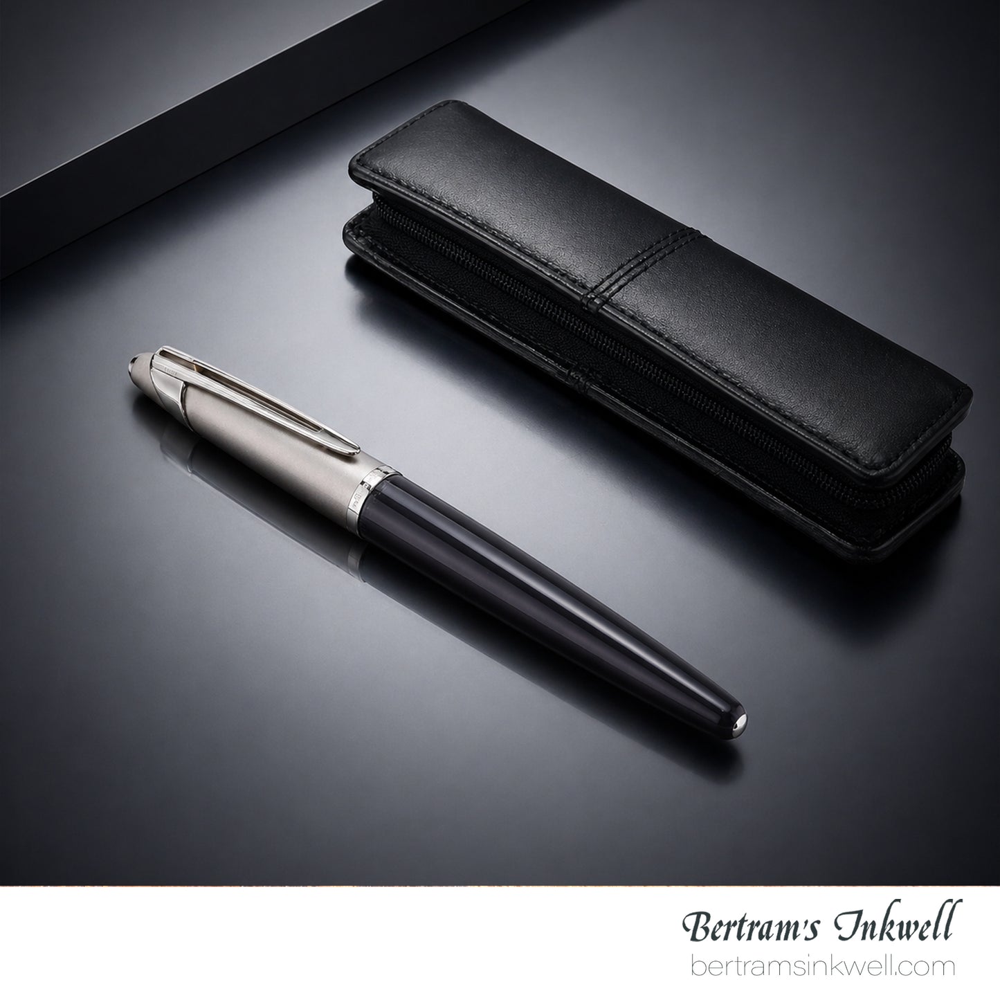Waterman Edson Black Diamond Rollerball With Leather Pen Case 2008