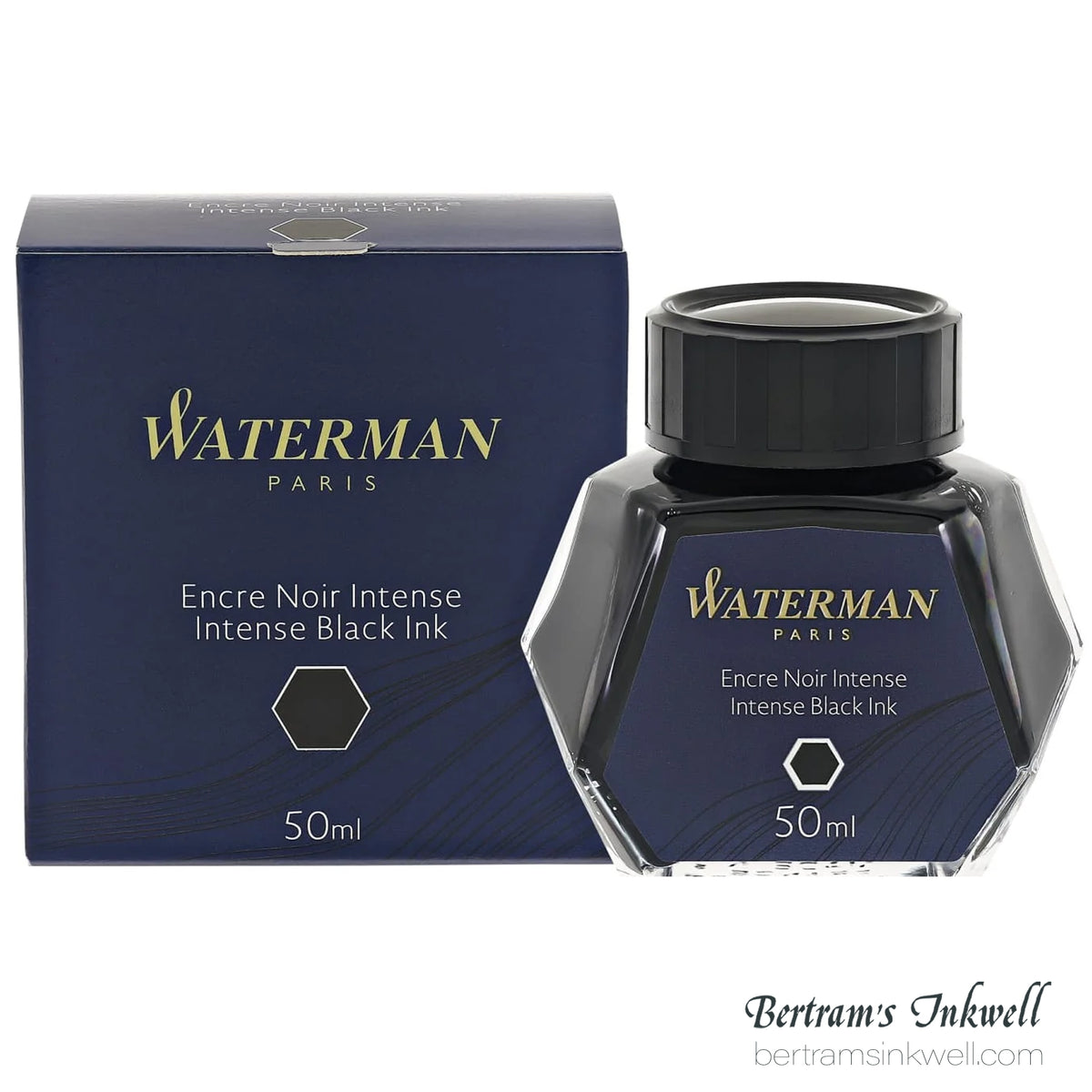 Waterman Intense Black Fountain Pen Bottled Ink 50ml