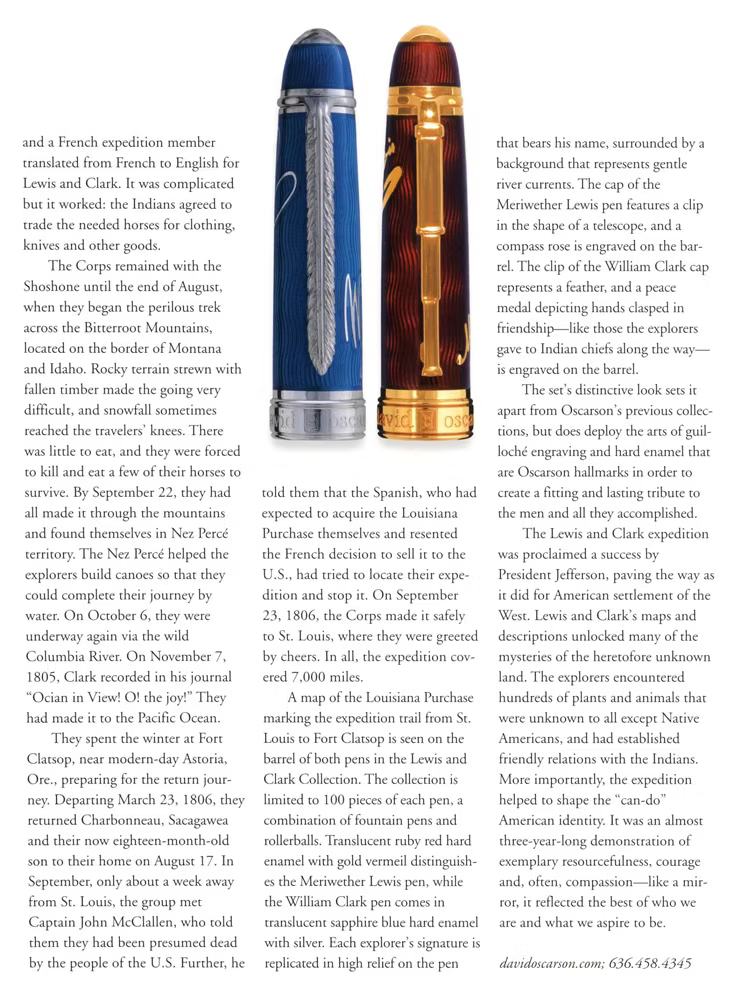 David Oscarson Lewis and Clark Sapphire Blue Fountain Pen