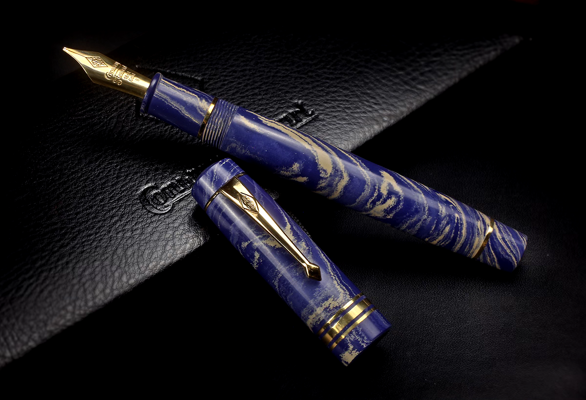 Conway Stewart Belliver Prototype (Blue and Cream Ebonite Swirl) Fountain Pen, 2014