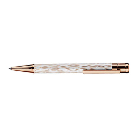 Otto Hutt Design 04 Wave White Rose Gold Plated Ballpoint