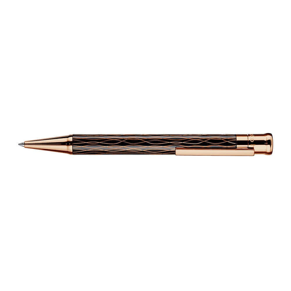 Otto Hutt Design 04 Wave Black Rose Gold Plated Ballpoint