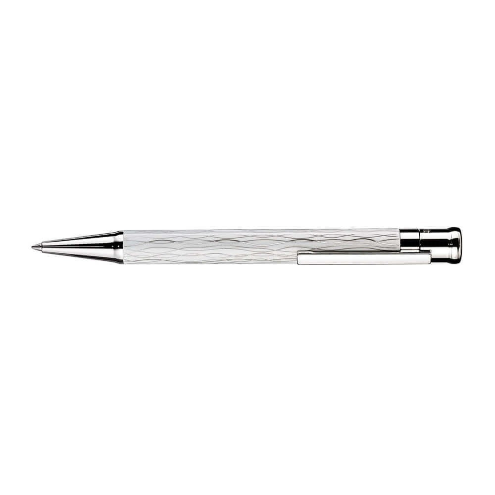 Otto Hutt Design 04 Wave White Platinum Plated Ballpoint