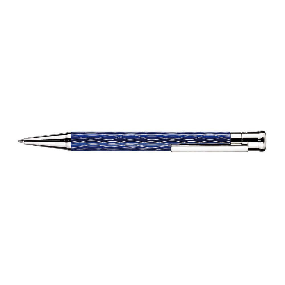 Otto Hutt Design 04 Wave Blue Platinum Plated Ballpoint