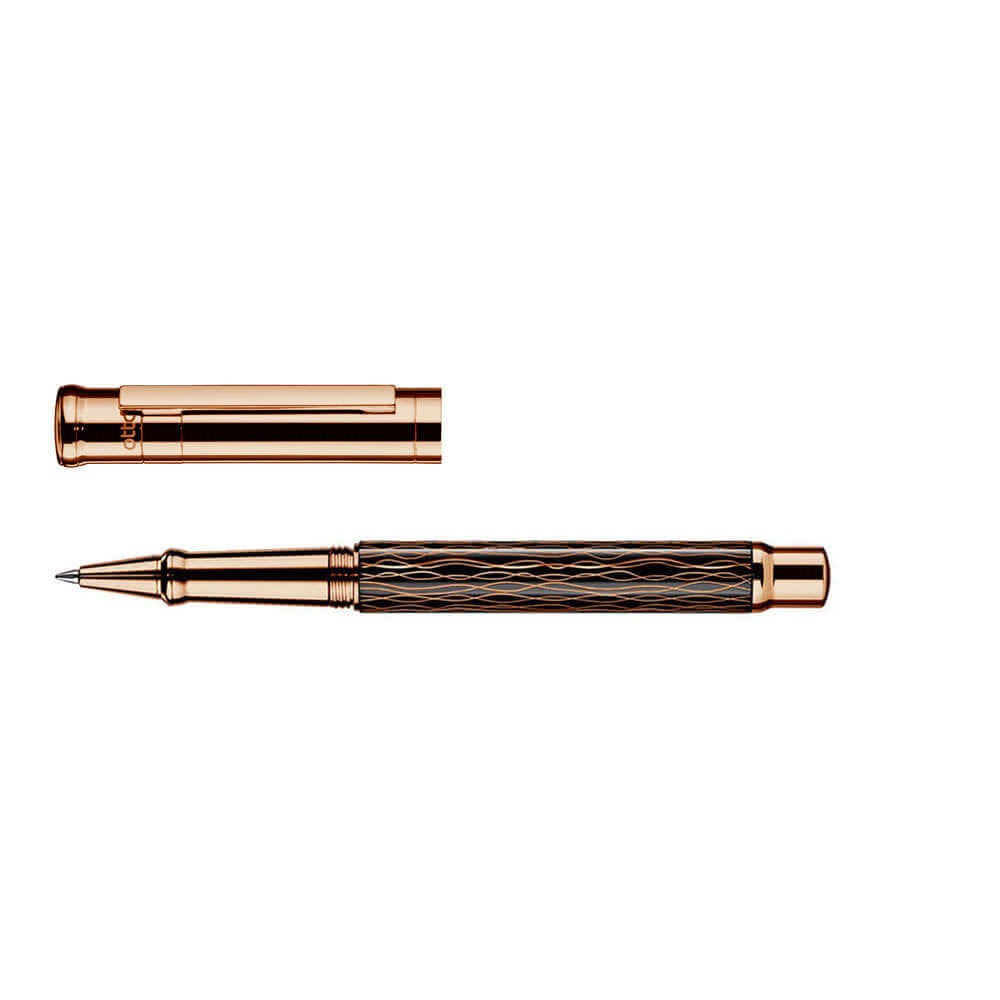 Otto Hutt Design 04 Wave Black Rose Gold Plated Rollerball