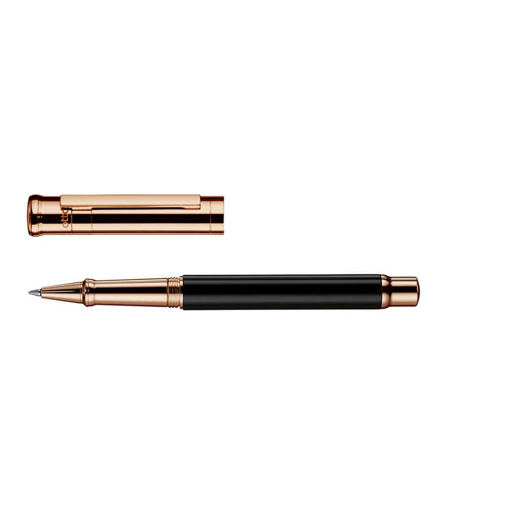 Otto Hutt Design 04 Shiny Black Rose Gold Plated Rollerball