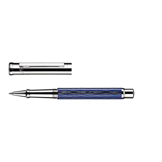 Otto Hutt Design 04 Wave Blue Platinum Plated Rollerball