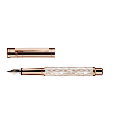 Otto Hutt Design 04 Wave White Rose Gold Plated Fountain Pen Steel Nib