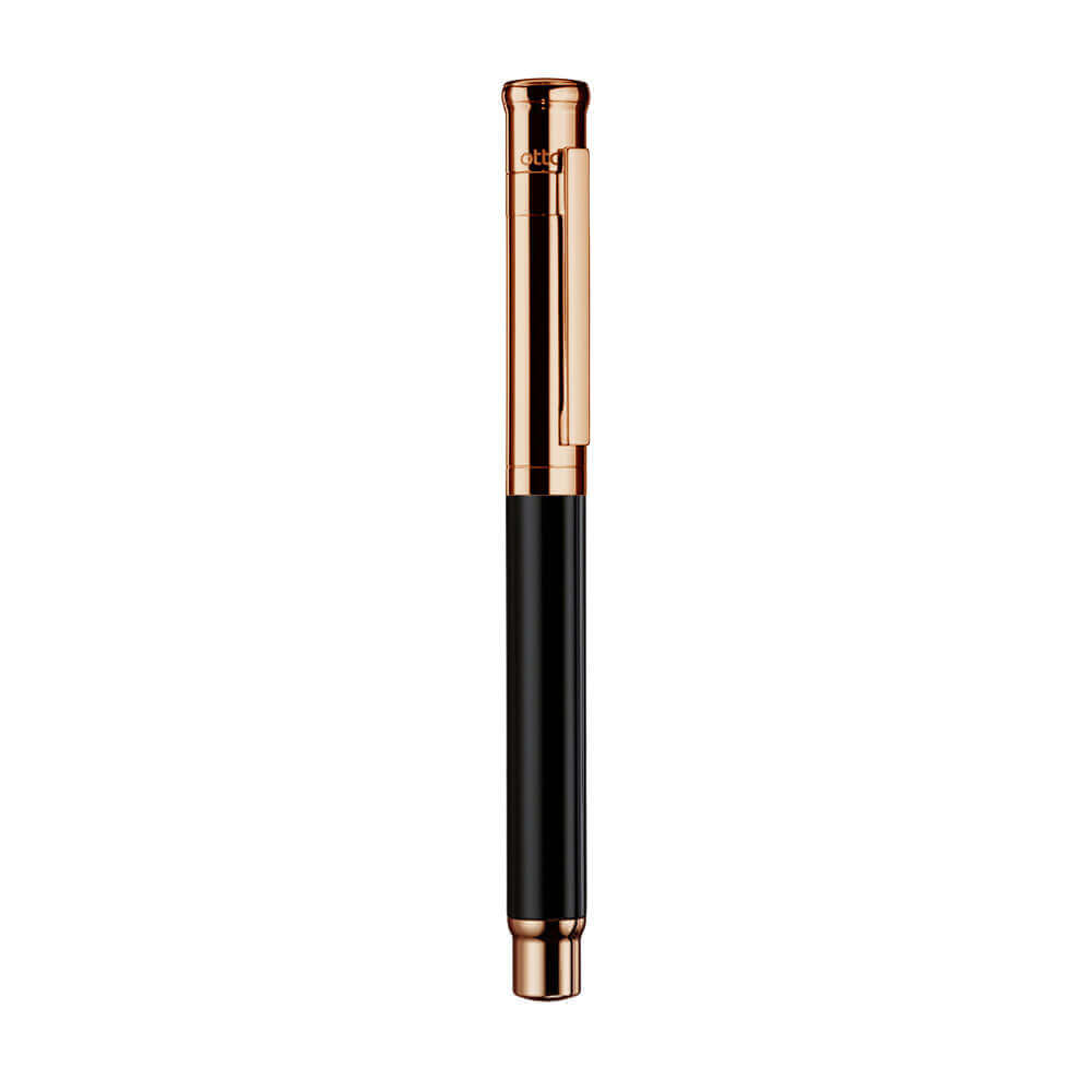 Otto Hutt Design 04 Shiny Black Rose Gold Plated Rollerball