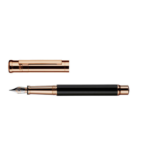 Otto Hutt Design 04 Shiny Black Rose Gold Plated Fountain Pen Steel Nib