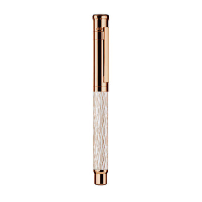 Otto Hutt Design 04 Wave White Rose Gold Plated Rollerball