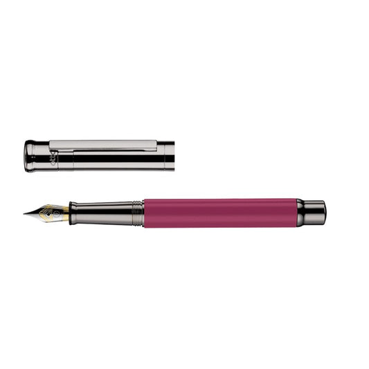 Otto Hutt Design 04 Shiny Carmine Rose Ruthenium Plated Fountain Pen Steel Nib