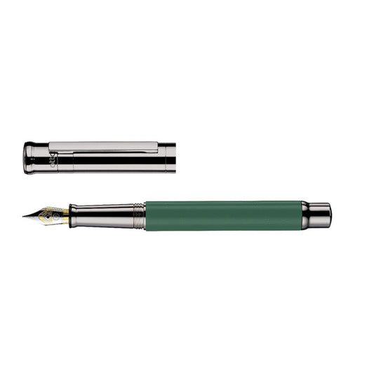 Otto Hutt Design 04 Shiny Sage Green Ruthenium Plated Fountain Pen Steel Nib