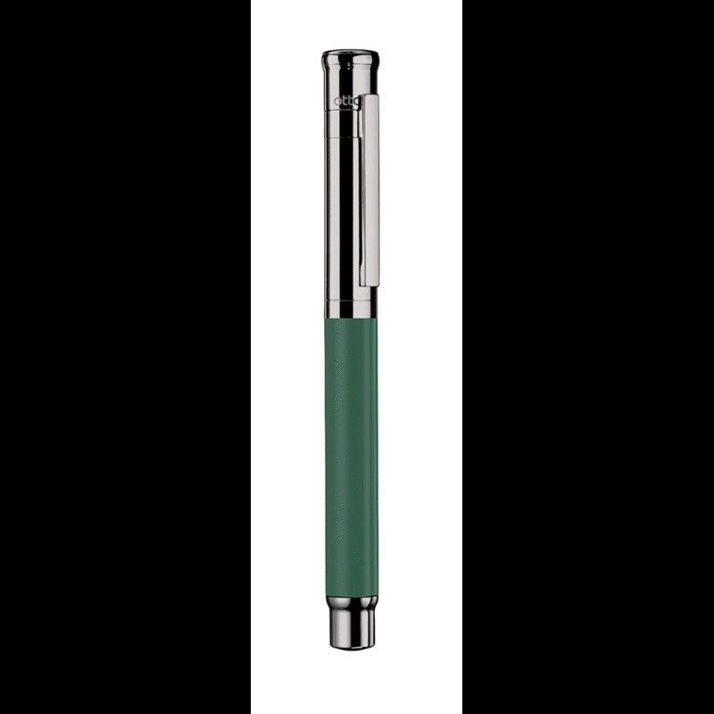 Otto Hutt Design 04 Shiny Sage Green Ruthenium Plated Fountain Pen Steel Nib