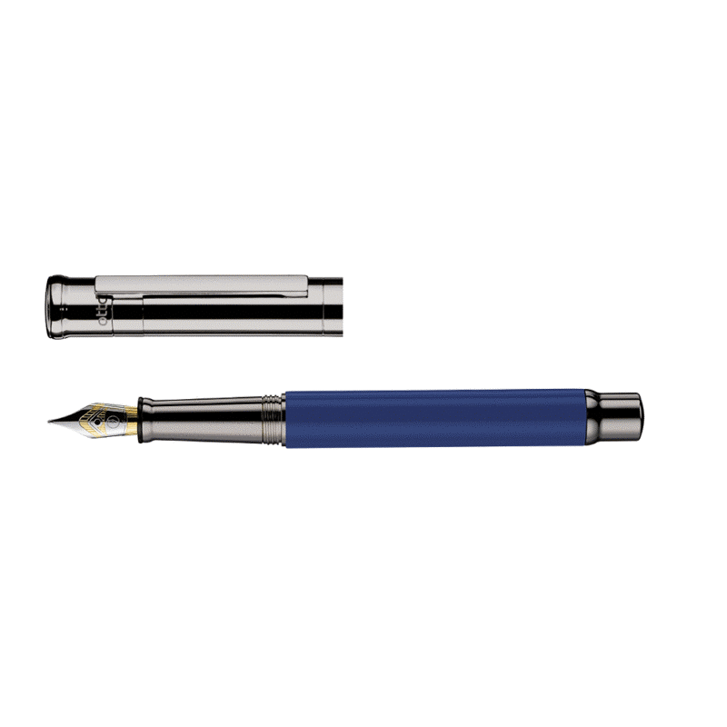 Otto Hutt Design 04 Shiny Cornflower Blue Ruthenium Plated Fountain Pen Steel Nib