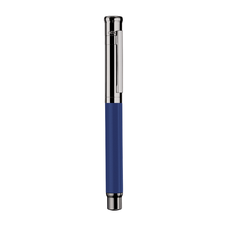 Otto Hutt Design 04 Shiny Cornflower Blue Ruthenium Plated Fountain Pen Steel Nib