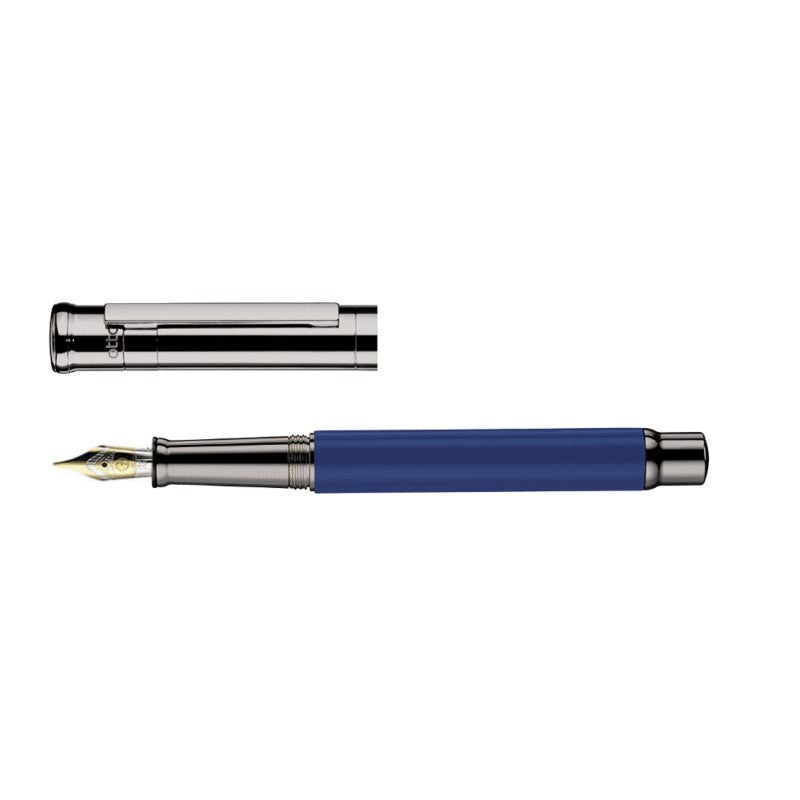 Otto Hutt Design 04 Shiny Cornflower Blue Ruthenium Plated Fountain Pen 18k Nib