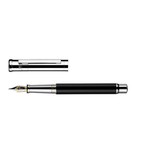 Otto Hutt Design 04 Shiny Black Platinum Plated Fountain Pen Steel Nib