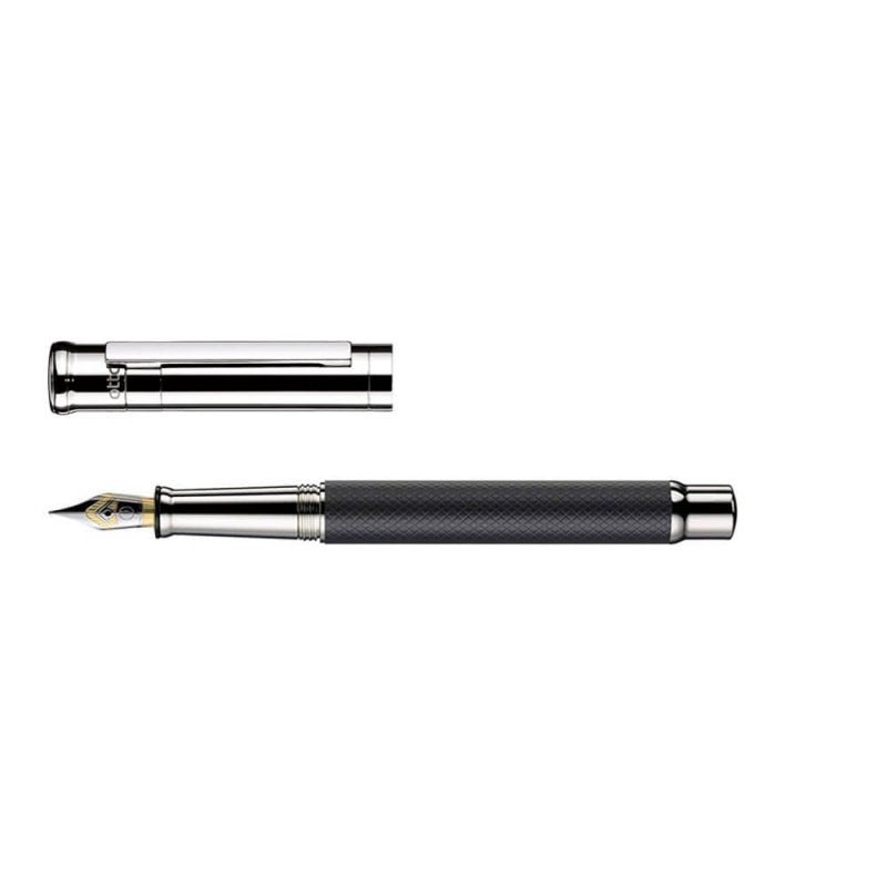 Otto Hutt Design 04 Black Checkered Platinum Plated Fountain Pen Steel Nib