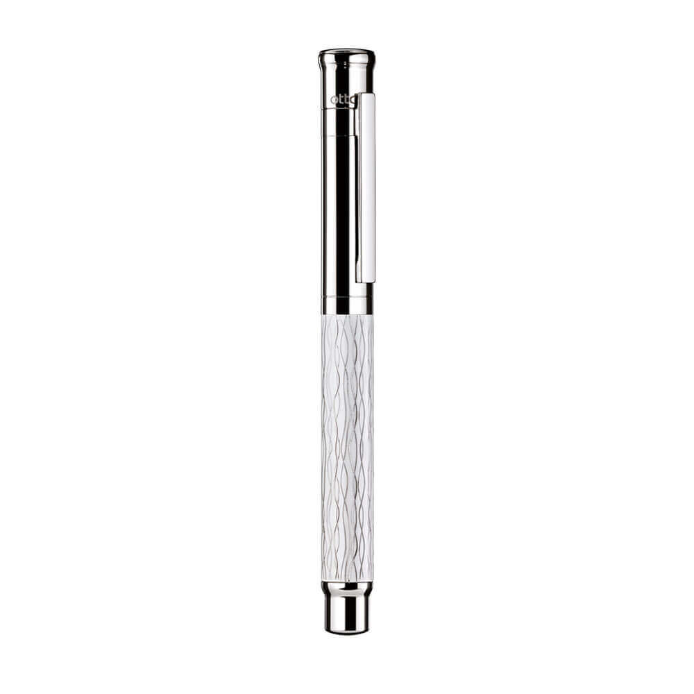 Otto Hutt Design 04 Wave White Platinum Plated Fountain Pen 18k Nib