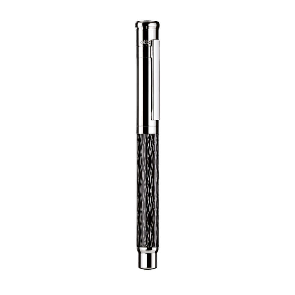 Otto Hutt Design 04 Wave Black Platinum Plated Fountain Pen 18k Nib