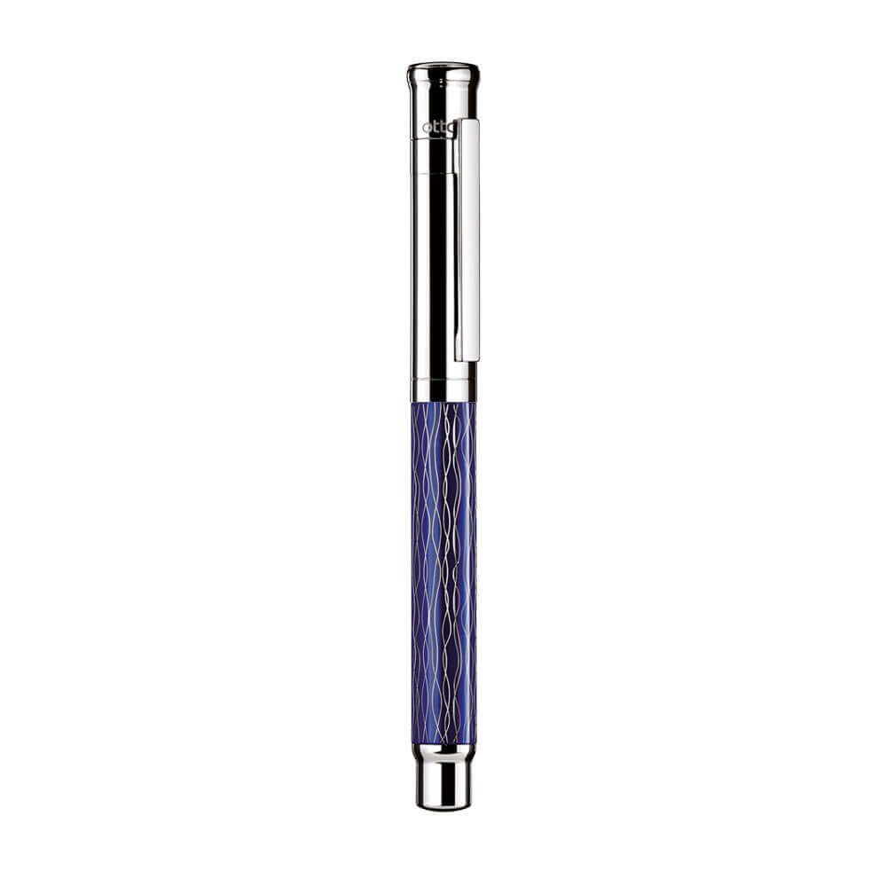 Otto Hutt Design 04 Wave Blue Platinum Plated Fountain Pen 18k Nib