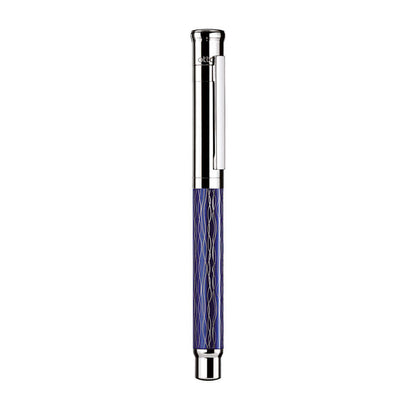 Otto Hutt Design 04 Wave Blue Platinum Plated Fountain Pen 18k Nib