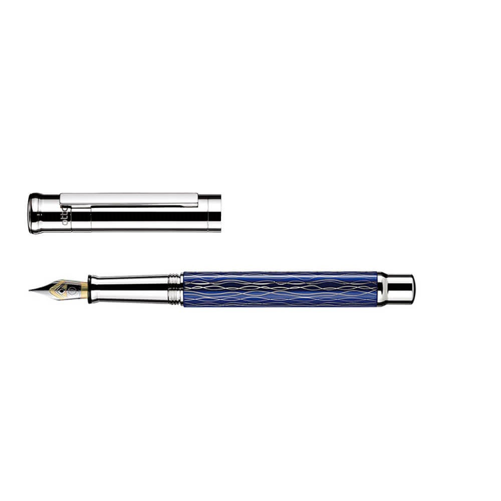 Otto Hutt Design 04 Wave Blue Platinum Plated Fountain Pen Steel Nib