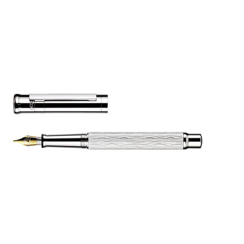 Otto Hutt Design 04 Wave White Platinum Plated Fountain Pen 18k Nib