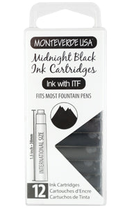Monteverde Standard International Cartridges 12 Pack Midnight Black
