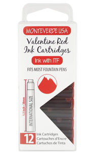 Monteverde Standard International Cartridges 12 Pack Valentine Red