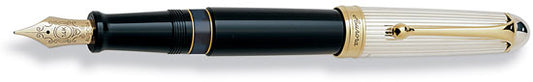 Aurora 88 Sterling Silver Cap with Large Black Barrel Fountain Pen