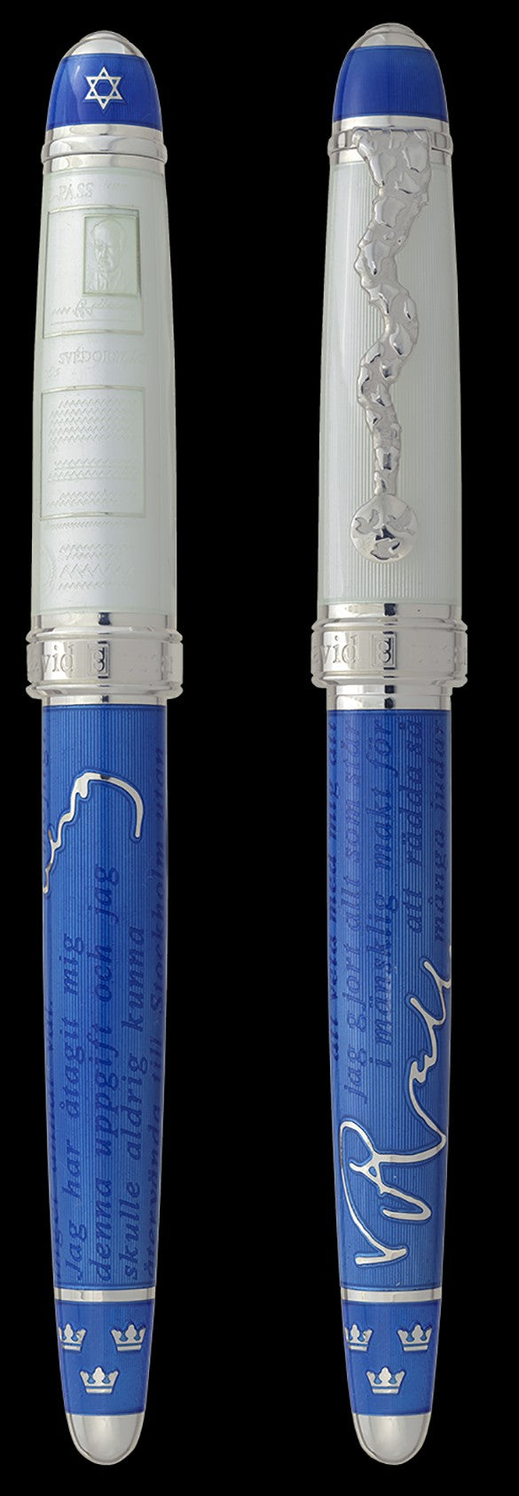 David Oscarson Raoul Wallenberg Blue With White Cap Fountain Pen