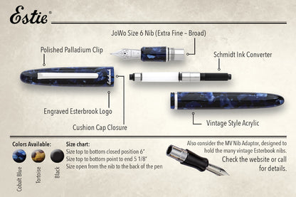 Esterbrook Estie Fountain Pen Oversized Honeycomb Chrome Trim