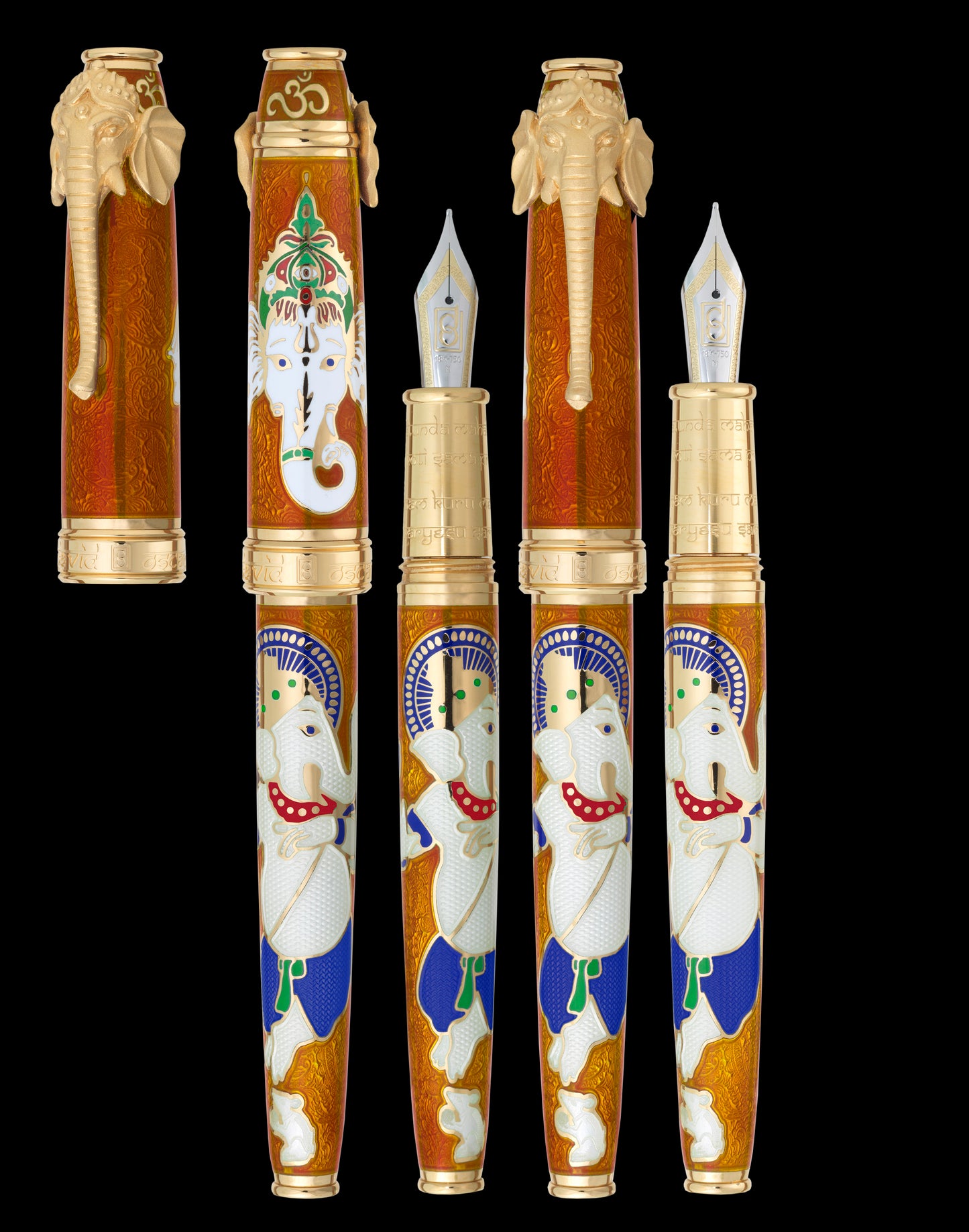 David Oscarson Lord Ganesha Saffron Fountain Pen